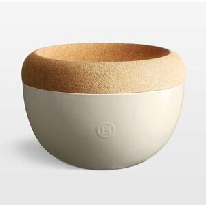 EMILE HENRY NIB Deep Storage Bowl Ceramic W/ Cork Lid in Color Clay Beige